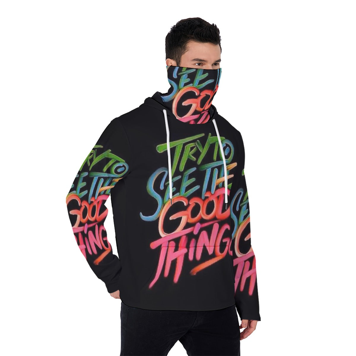 LCM23 The Good Things All-Over Print Men's Pullover Hoodie With Mask