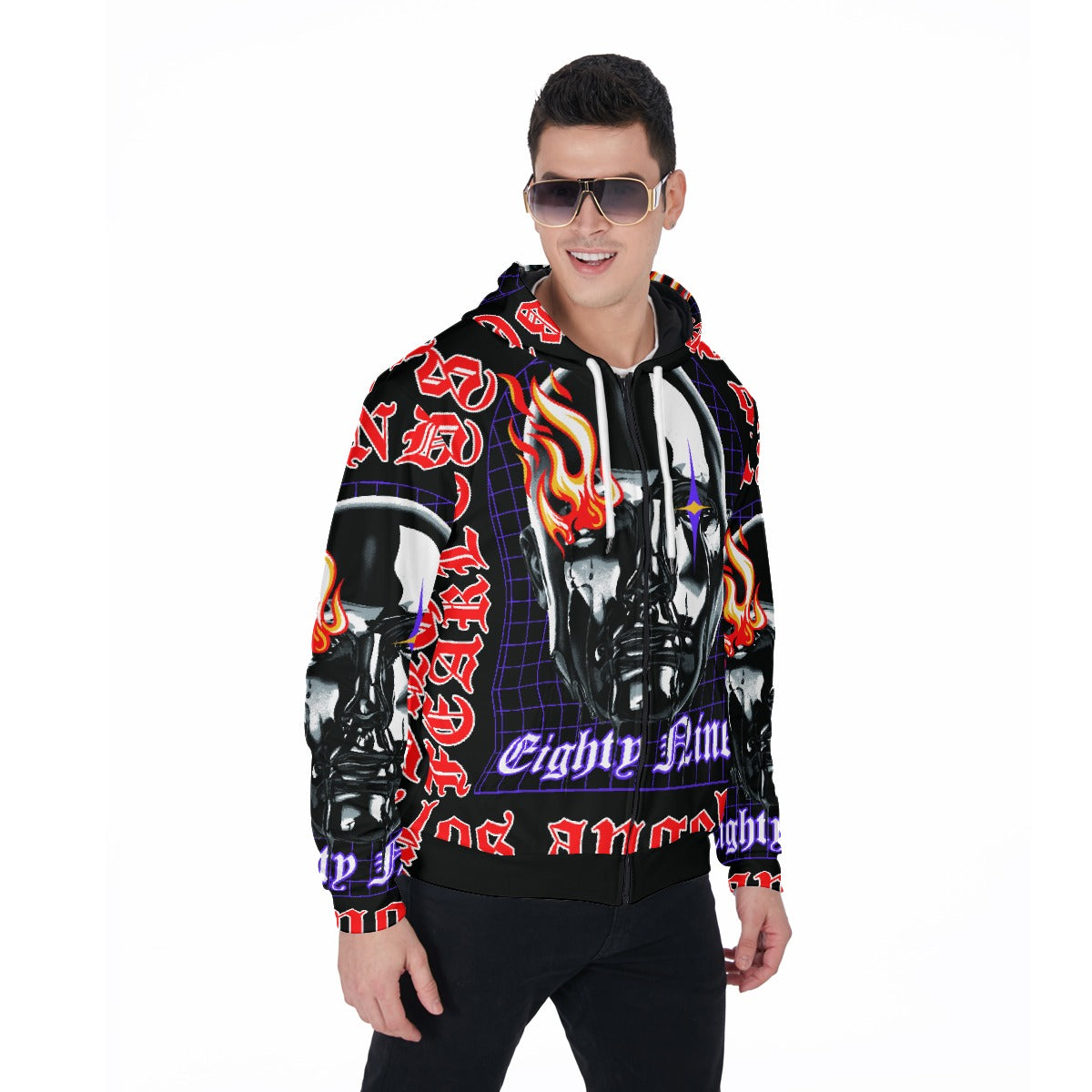 LCM23 89' All-Over Print Zip Up Hoodie With Pocket