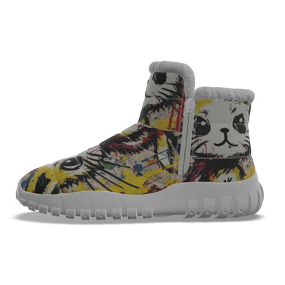 LCM23 Colorful Kitty All-Over Print Women's Zip-up Snow Boots