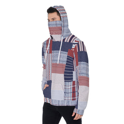 LCM23 American Plaid All-Over Print Men's Pullover Hoodie With Mask