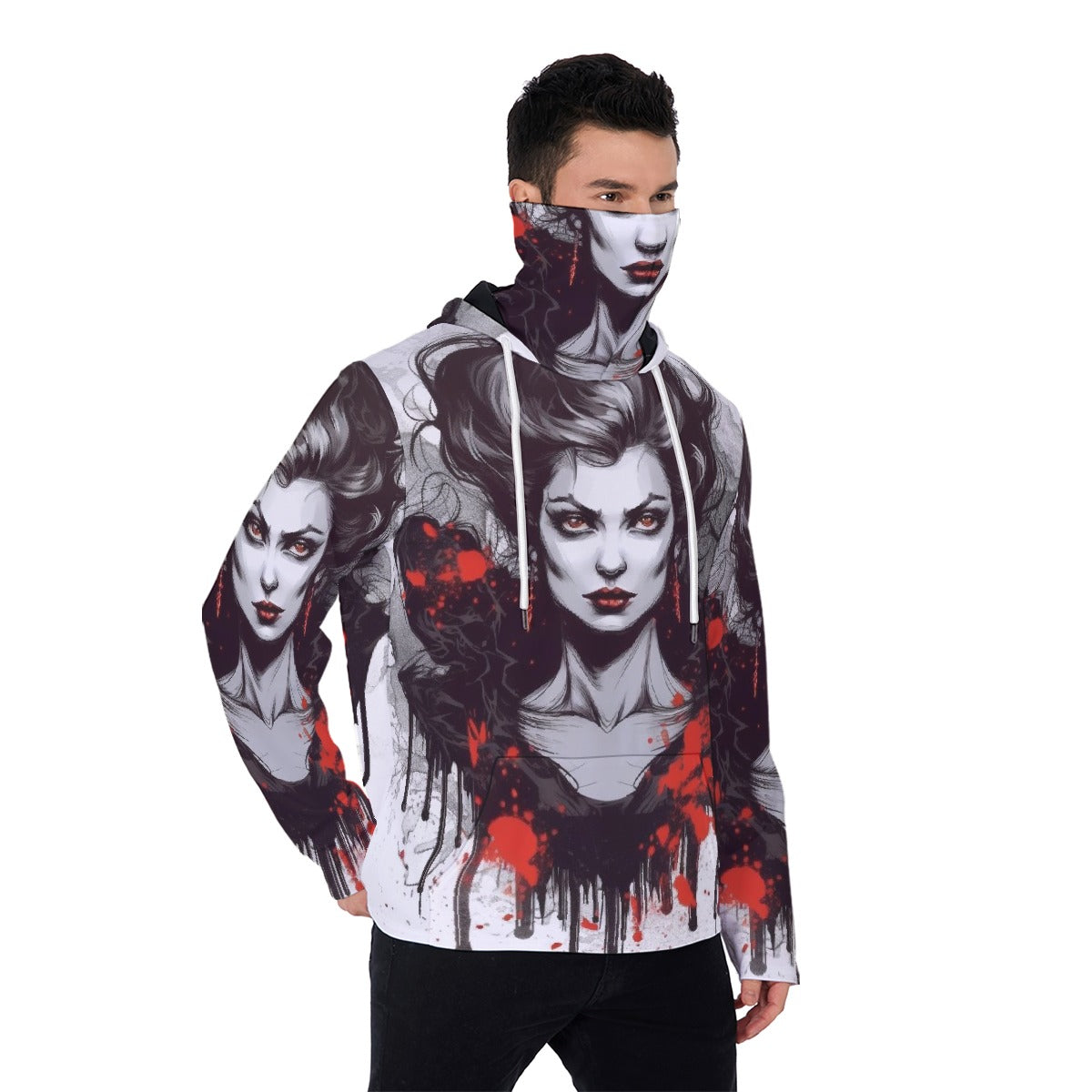 LCM23 Ms. V. All-Over Print Men's Pullover Hoodie With Mask