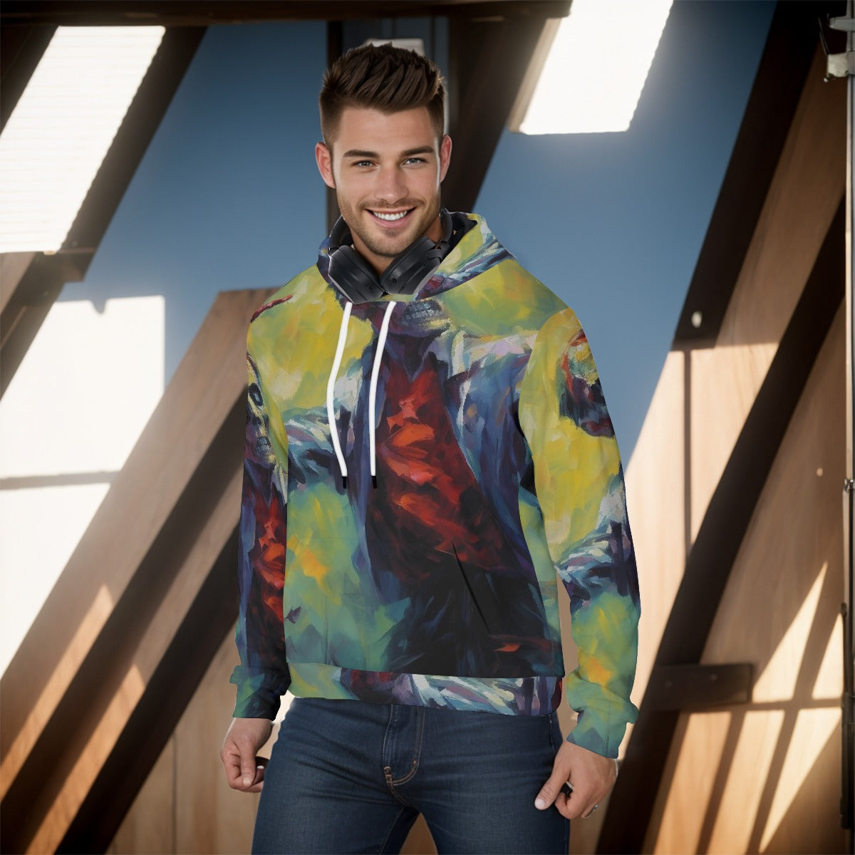 LCM23 Zombie Life All-Over Print Men's Pullover Hoodie