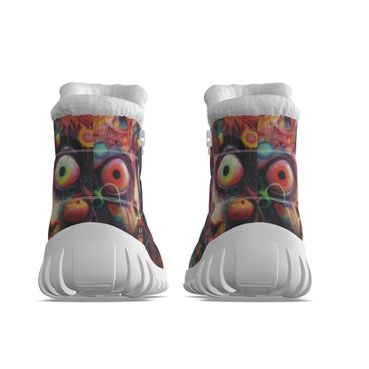 LCM23 Eyes Creepy All-Over Print Women's Zip-up Snow Boots