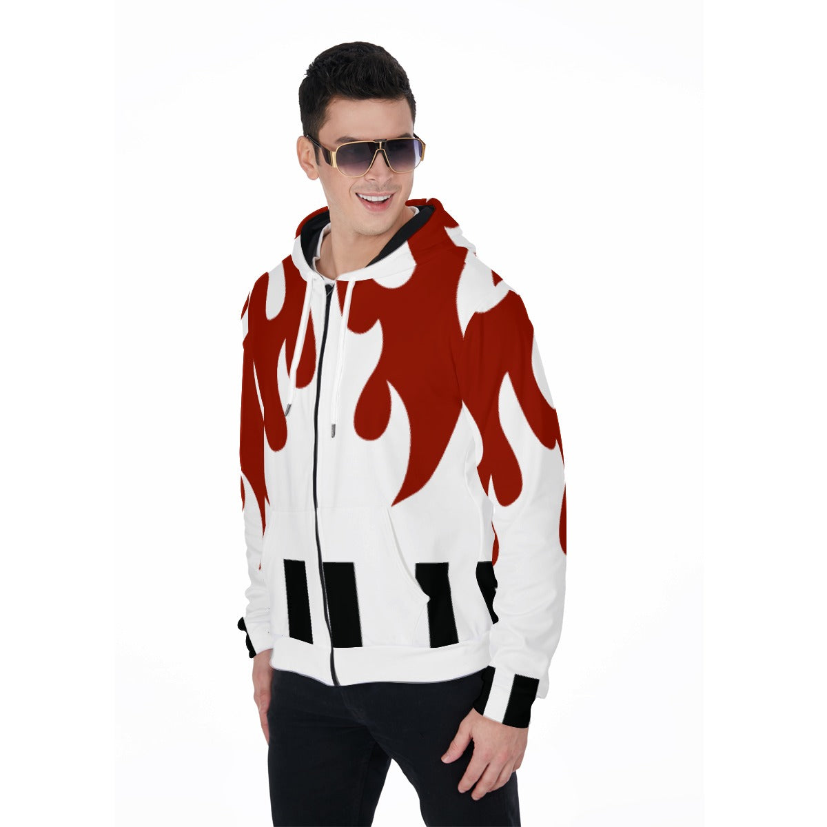 LCM23 Stripes All-Over Print Zip Up Hoodie With Pocket