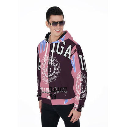 LCM23 Collegiate All-Over Print Zip Up Hoodie With Pocket