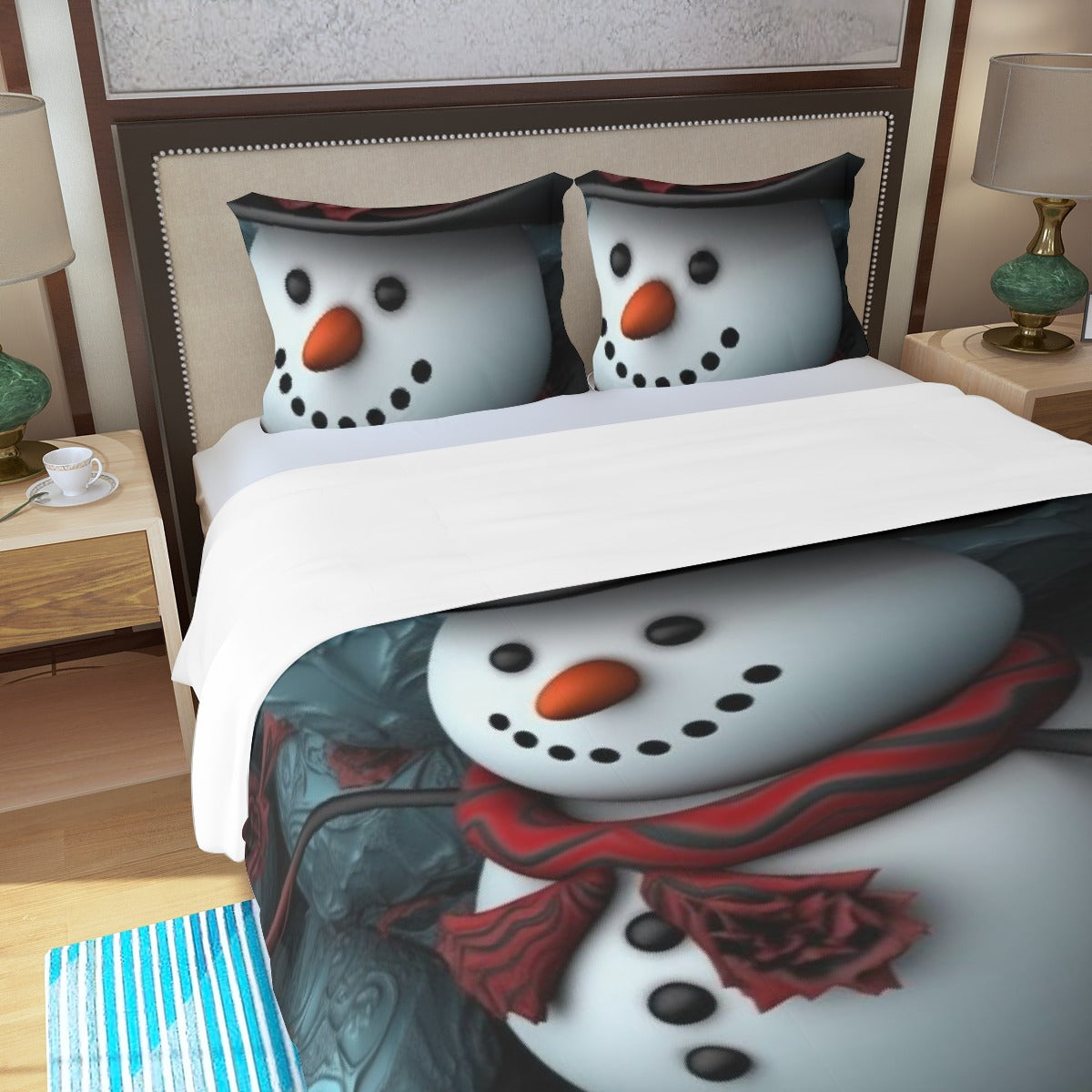 LCM23 Snowman Love Xmas Three Piece Duvet Bedding Set