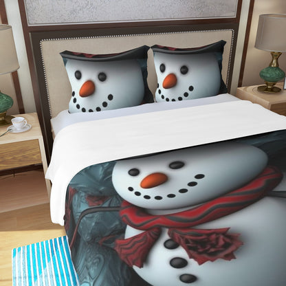 LCM23 Snowman Love Xmas Three Piece Duvet Bedding Set