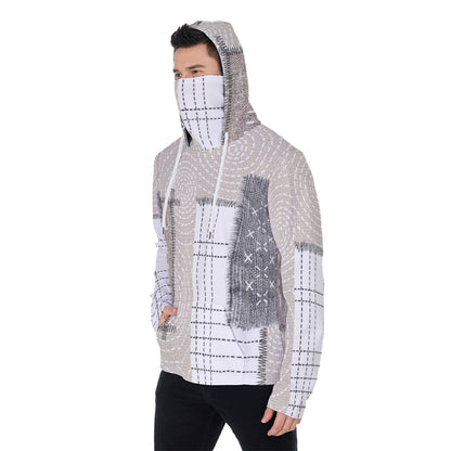 LCM23 Patchwork All-Over Print Men's Pullover Hoodie With Mask