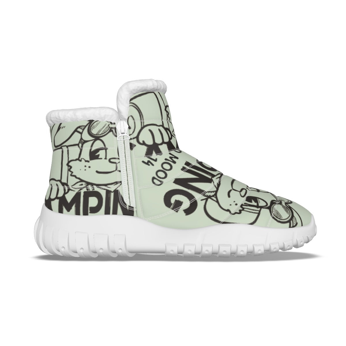 LCM23 Cartoony Mood All-Over Print Women's Zip-up Snow Boots