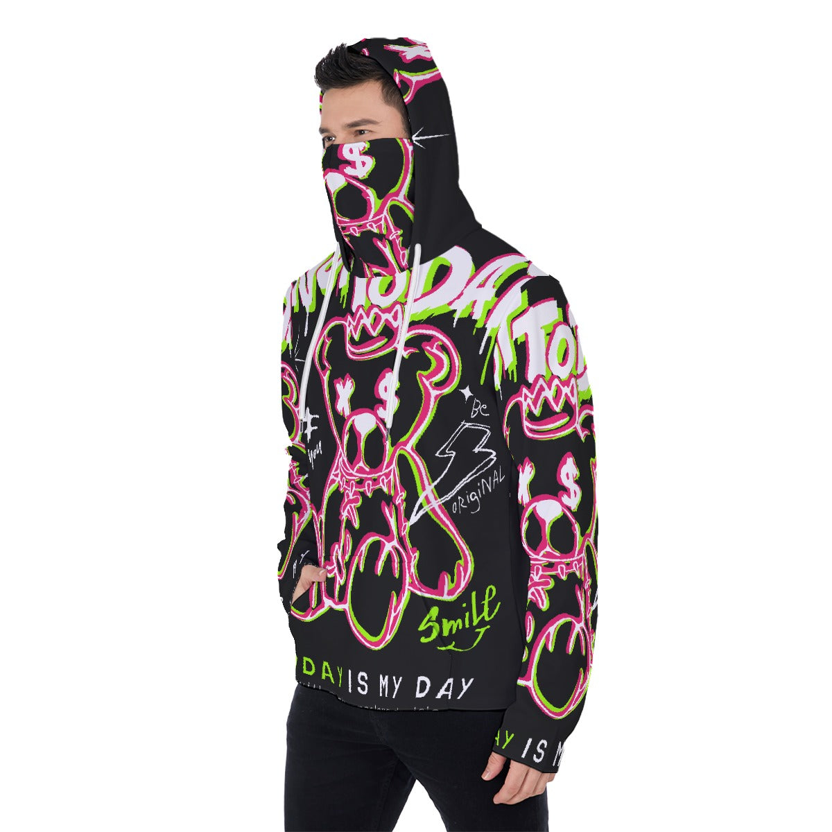 LCM23 Today Is My Day All-Over Print Men's Pullover Hoodie With Mask