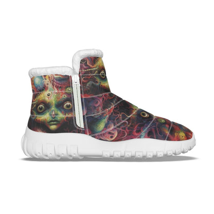 LCM23 Creepy Creepy All-Over Print Women's Zip-up Snow Boots