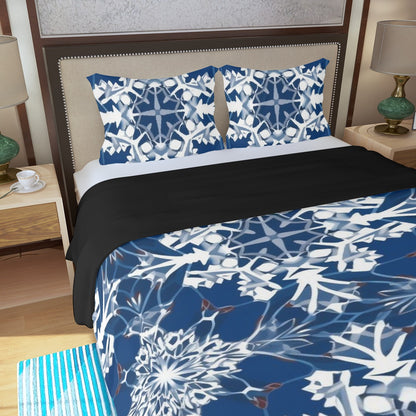 LCM23 Blue Snowflakes Three Piece Duvet Bedding Set