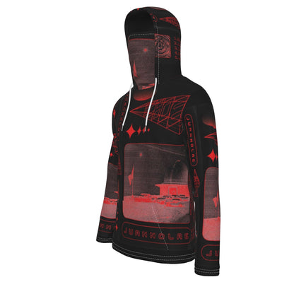 LCM23 Red Five Star All-Over Print Men's Pullover Hoodie With Mask