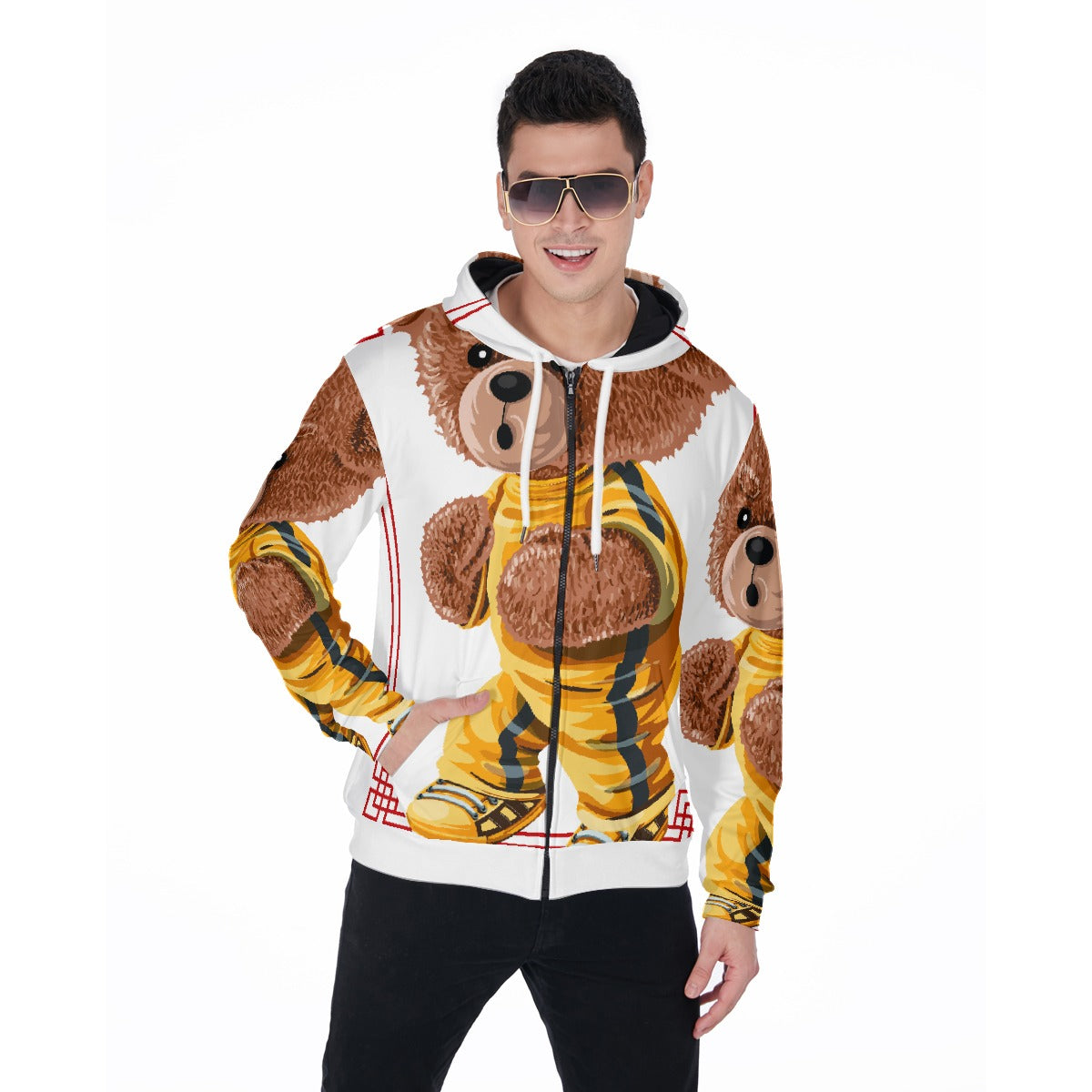 LCM23 Who? All-Over Print Zip Up Hoodie With Pocket