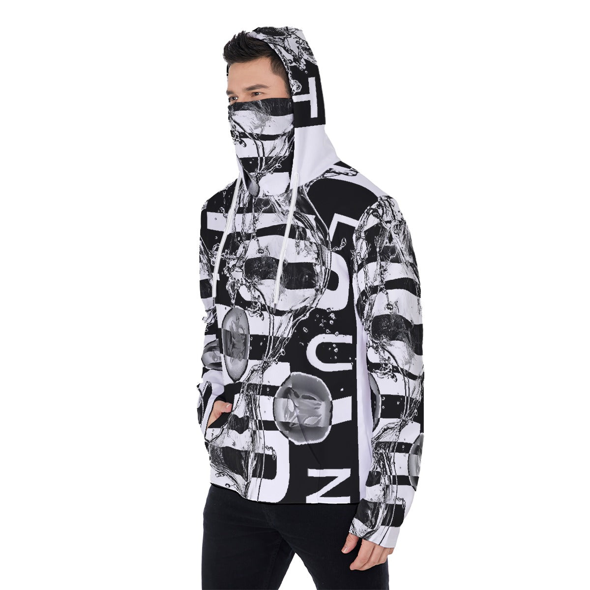 LCM23 Waterworks All-Over Print Men's Pullover Hoodie With Mask