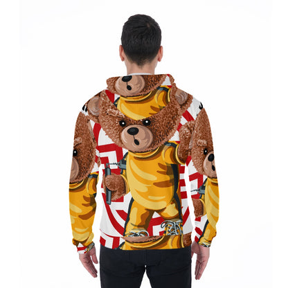 LCM23 Nunchuck Teddy All-Over Print Zip Up Hoodie With Pocket