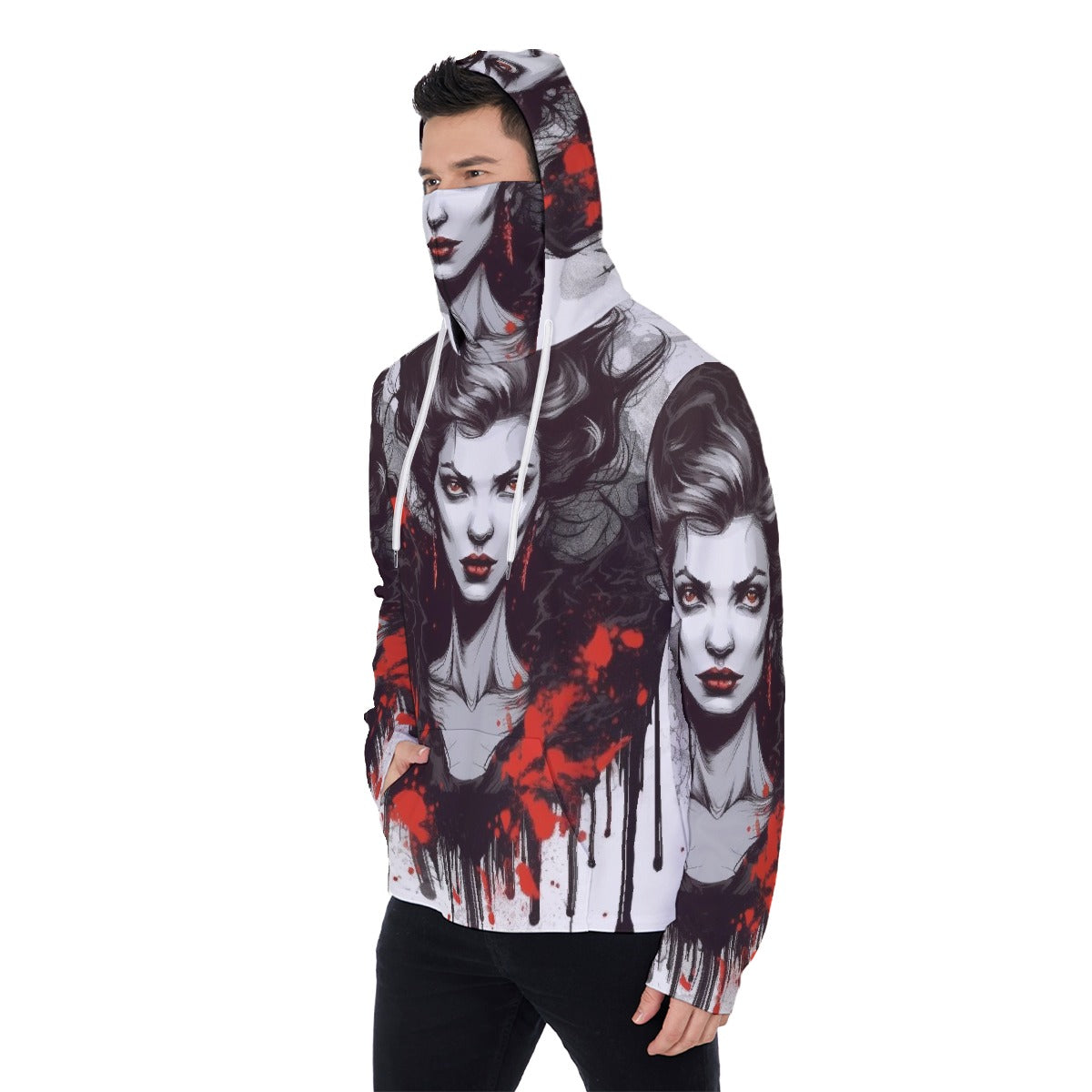 LCM23 Ms. V. All-Over Print Men's Pullover Hoodie With Mask