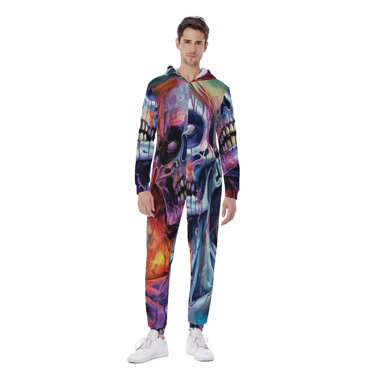 LCM23 She Zombie All-Over Print Men's Hooded Jumpsuit