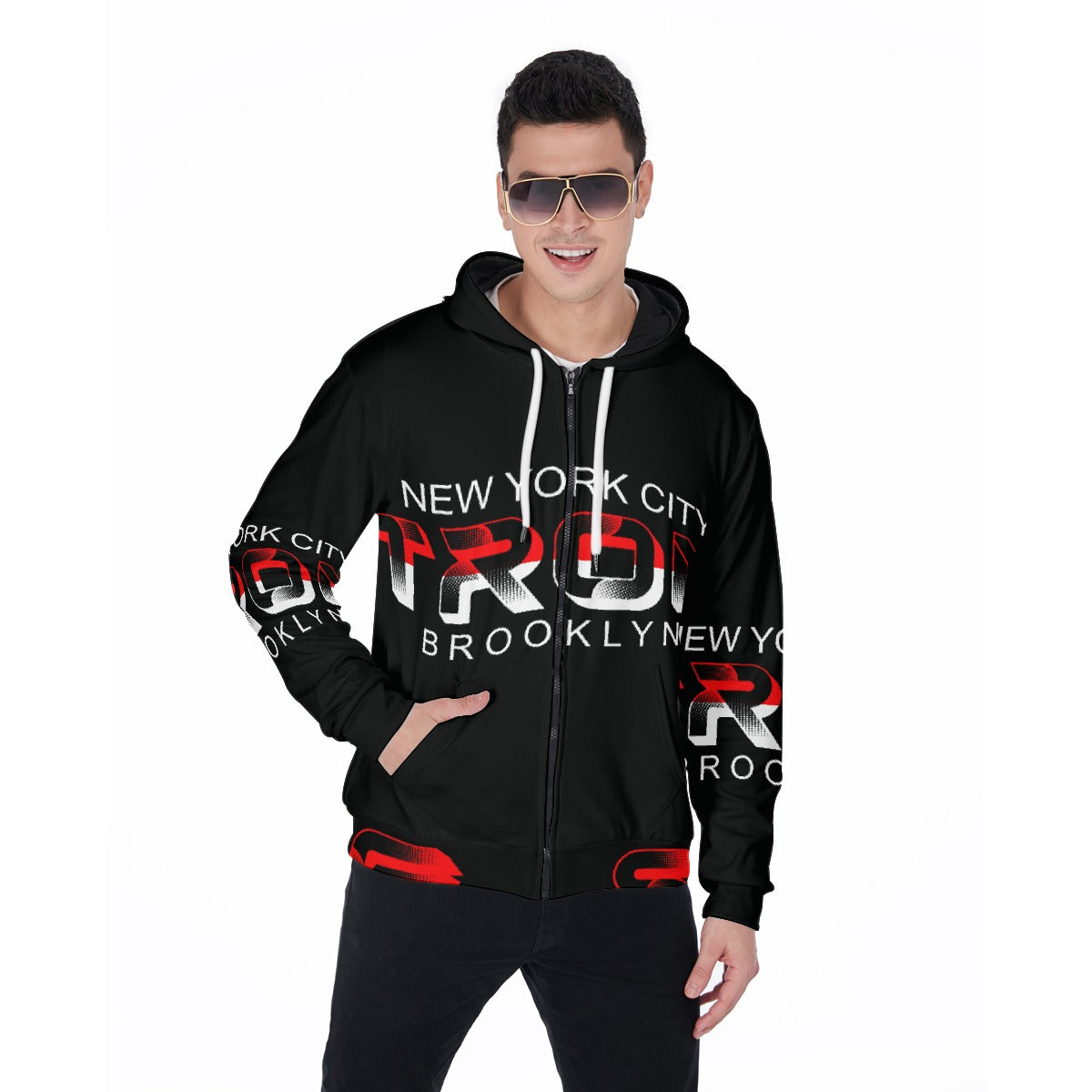 LCM23 Tron Brooklyn NY All-Over Print Zip Up Hoodie With Pocket