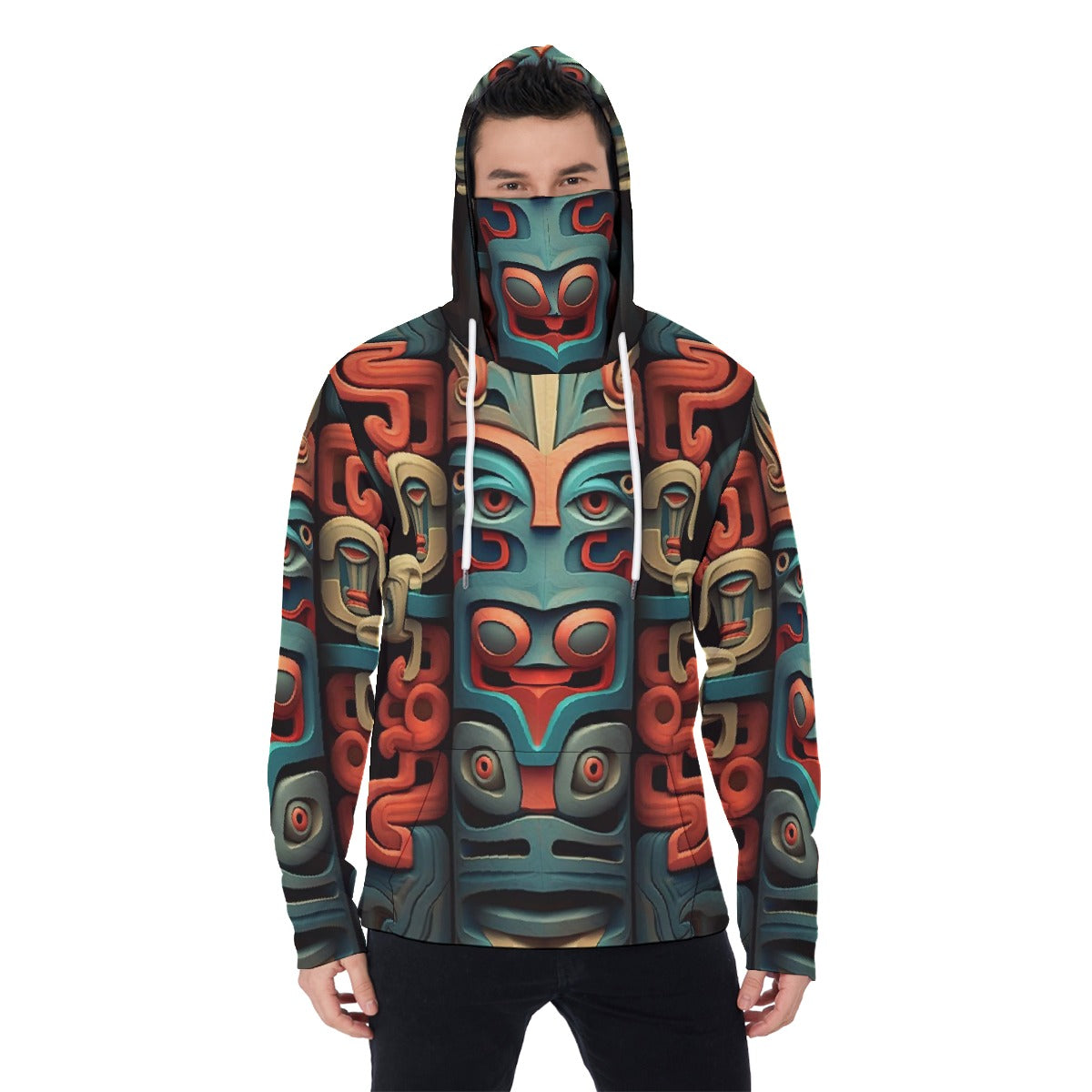 LCM23 Tribal One All-Over Print Men's Pullover Hoodie With Mask