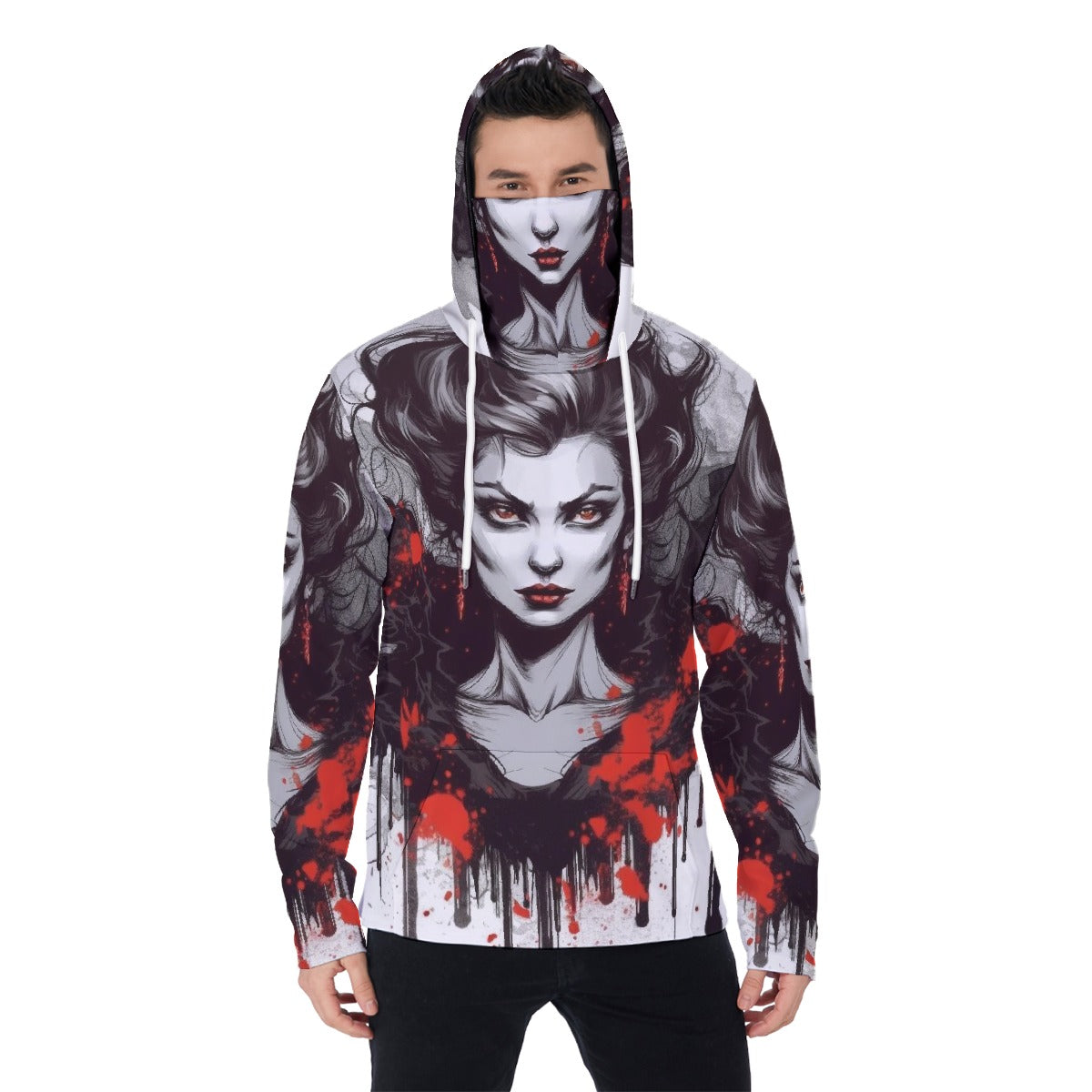 LCM23 Ms. V. All-Over Print Men's Pullover Hoodie With Mask