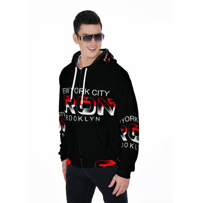 LCM23 Tron Brooklyn NY All-Over Print Zip Up Hoodie With Pocket