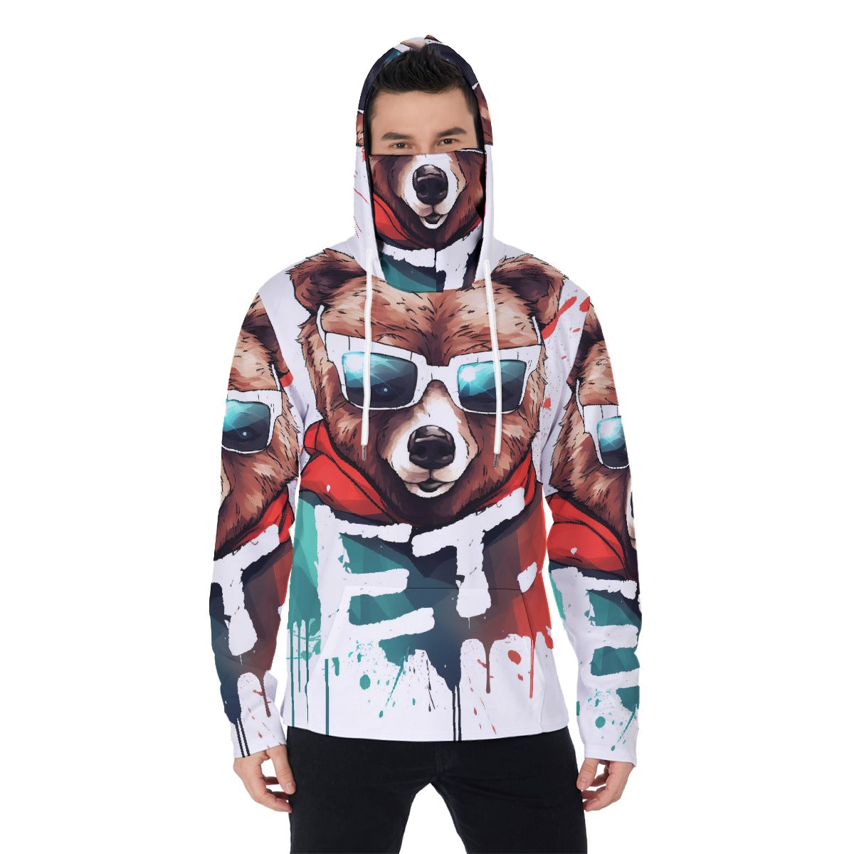 LCM23 ET Teddy All-Over Print Men's Pullover Hoodie With Mask