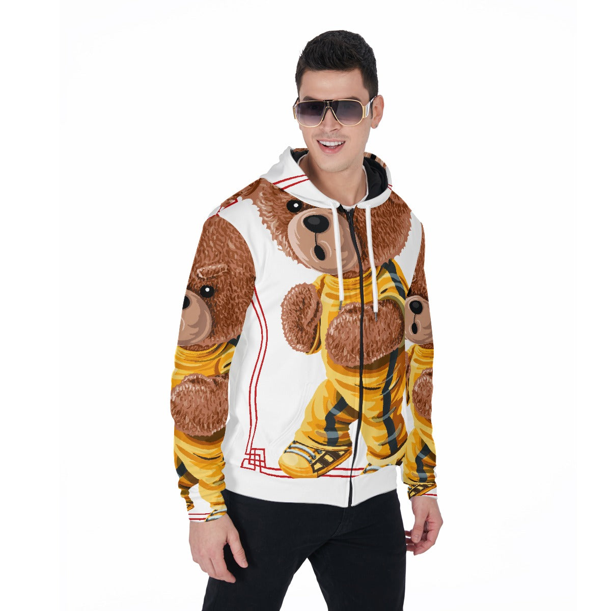 LCM23 Who? All-Over Print Zip Up Hoodie With Pocket