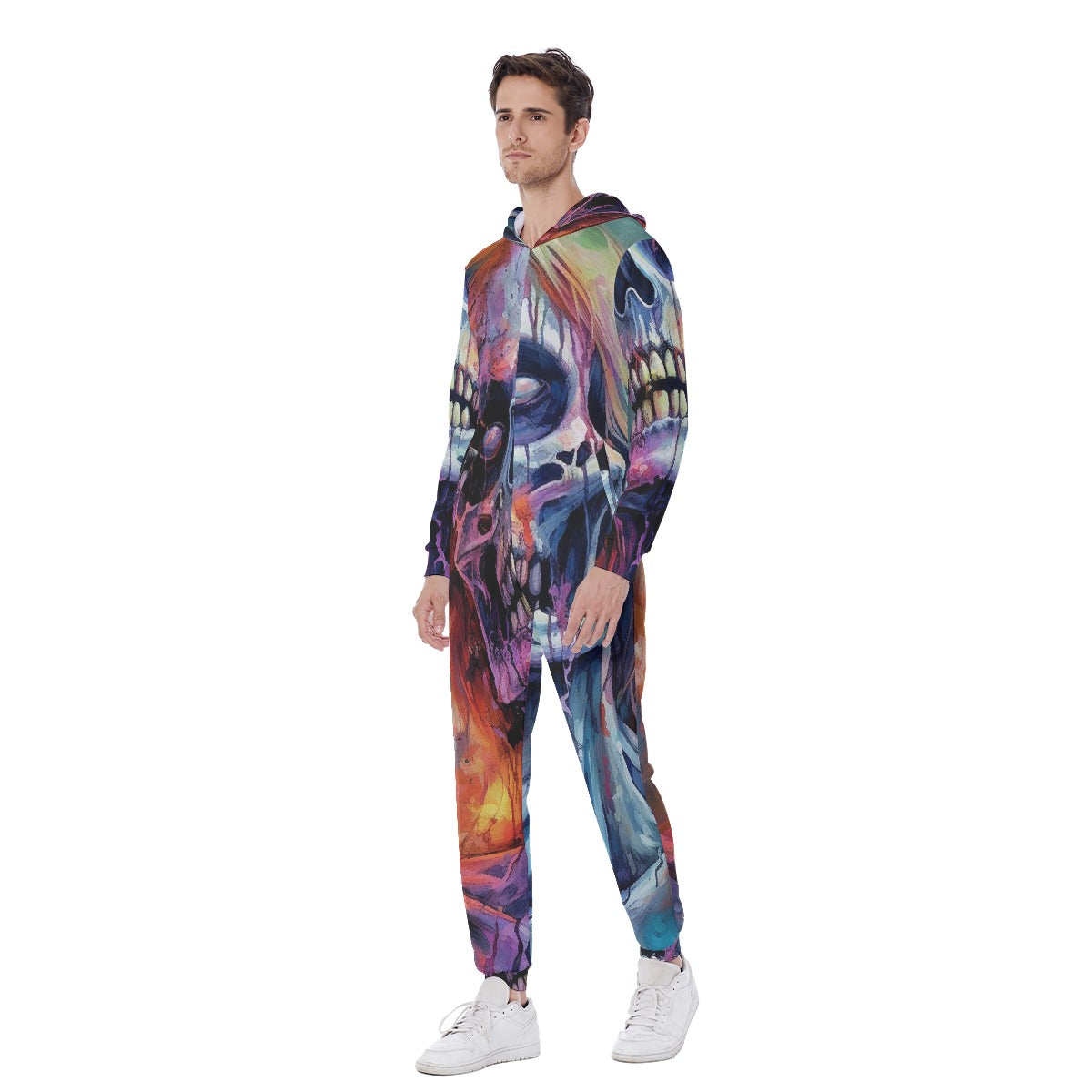 LCM23 She Zombie All-Over Print Men's Hooded Jumpsuit