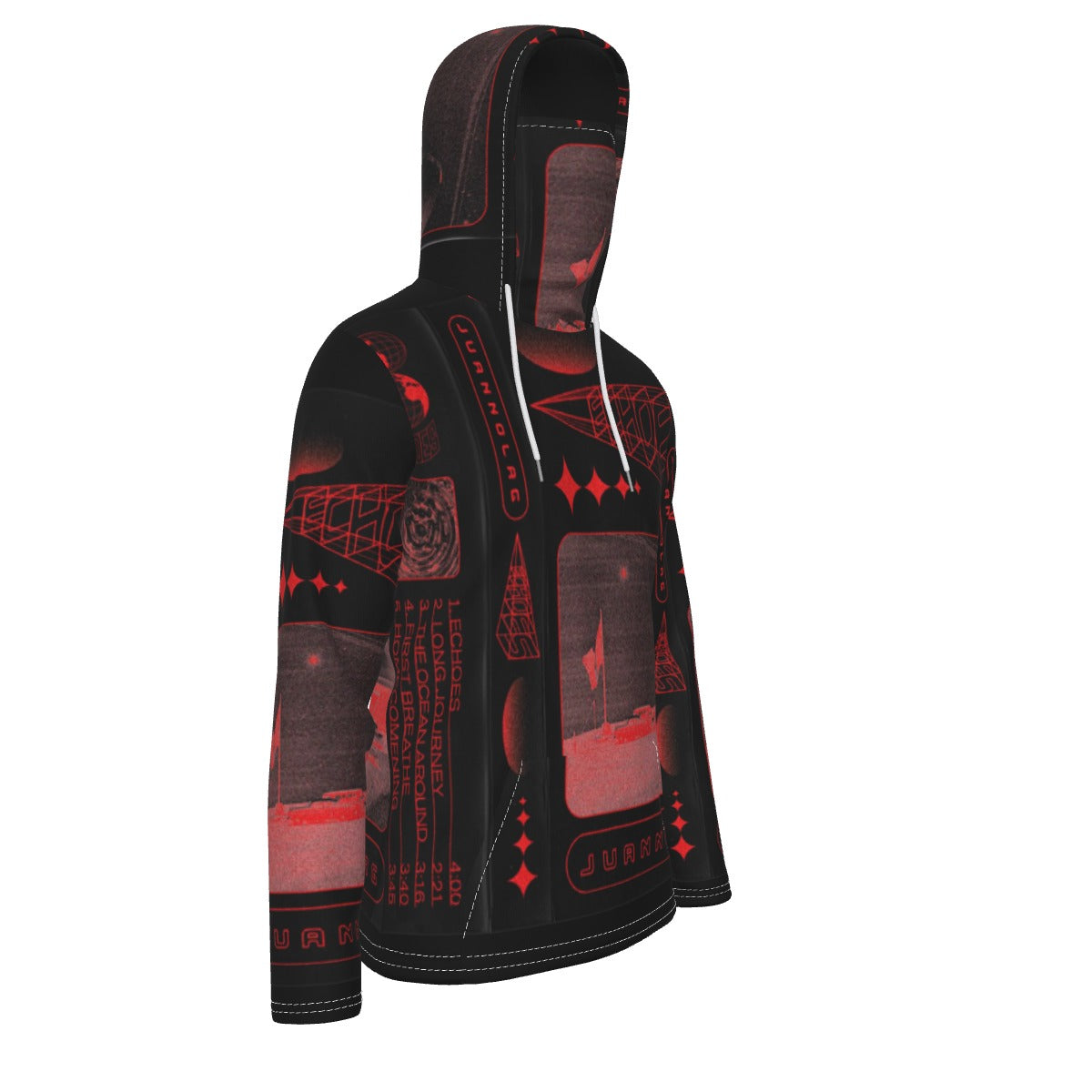 LCM23 Red Five Star All-Over Print Men's Pullover Hoodie With Mask