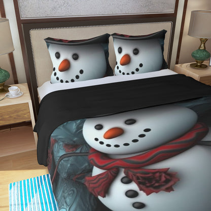 LCM23 Snowman Love Xmas Three Piece Duvet Bedding Set