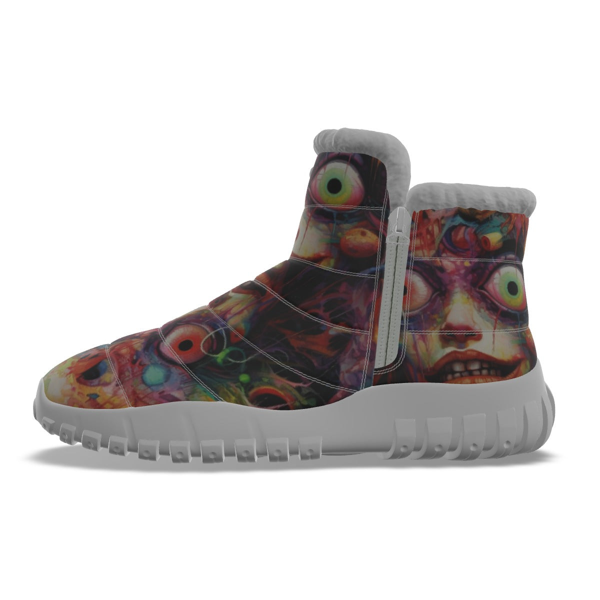 LCM23 Eyes Creepy All-Over Print Women's Zip-up Snow Boots