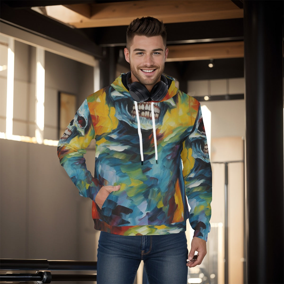 LCM23 Walking Zombie All-Over Print Men's Pullover Hoodie