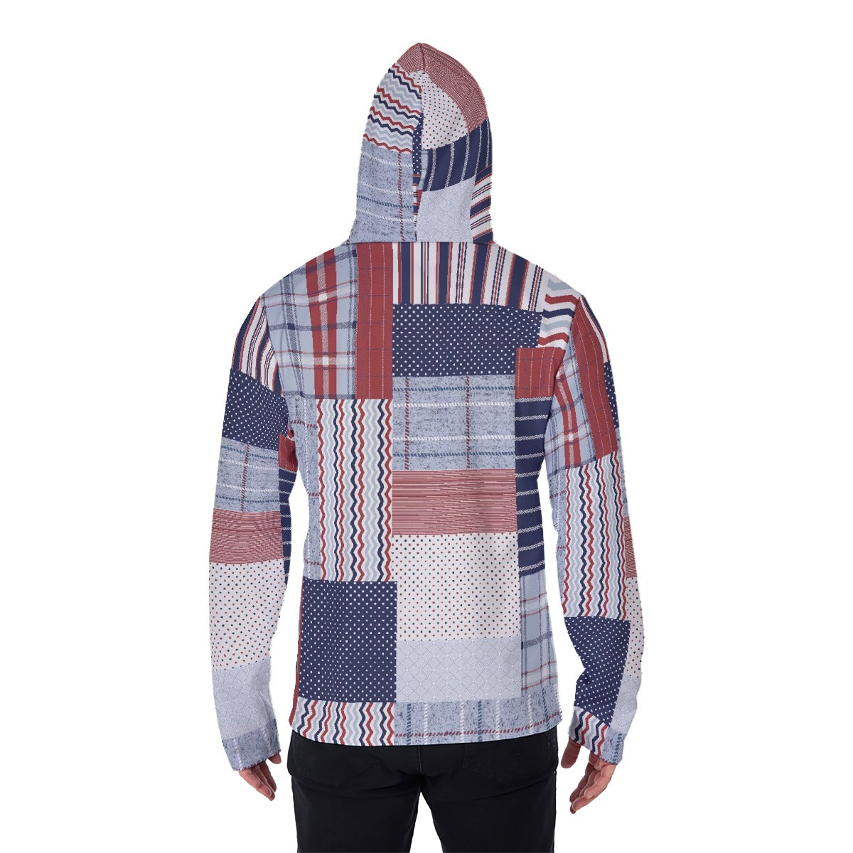 LCM23 American Plaid All-Over Print Men's Pullover Hoodie With Mask