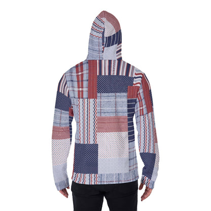 LCM23 American Plaid All-Over Print Men's Pullover Hoodie With Mask