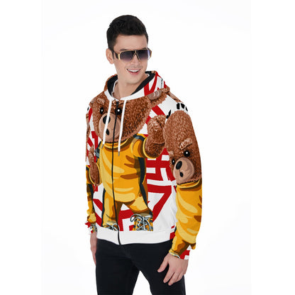 LCM23 Nunchuck Teddy All-Over Print Zip Up Hoodie With Pocket