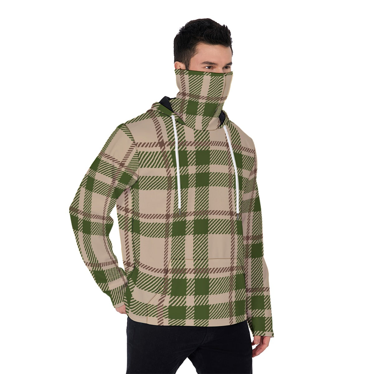 LCM23 Fuchi Plaid...lol All-Over Print Men's Pullover Hoodie With Mask