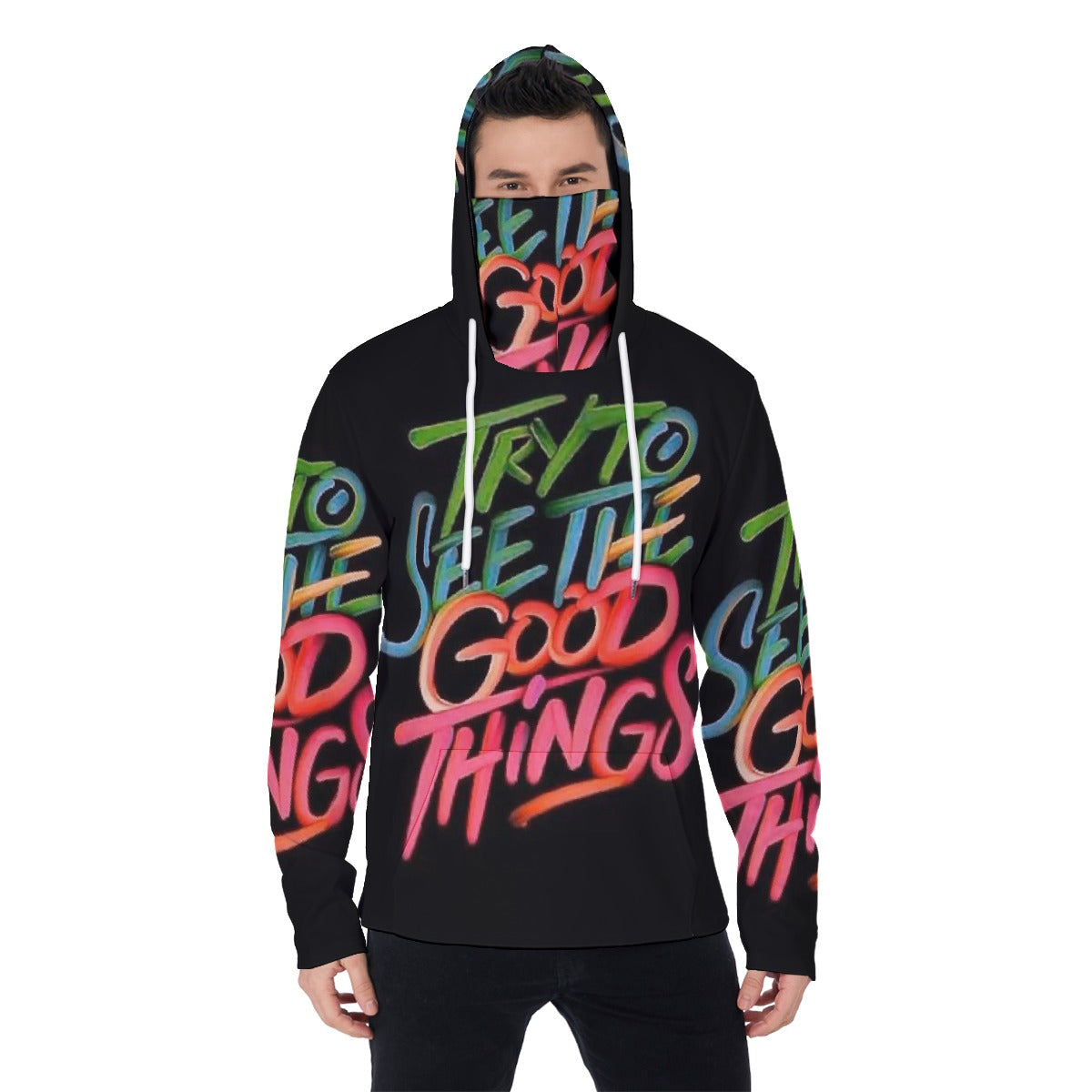 LCM23 The Good Things All-Over Print Men's Pullover Hoodie With Mask