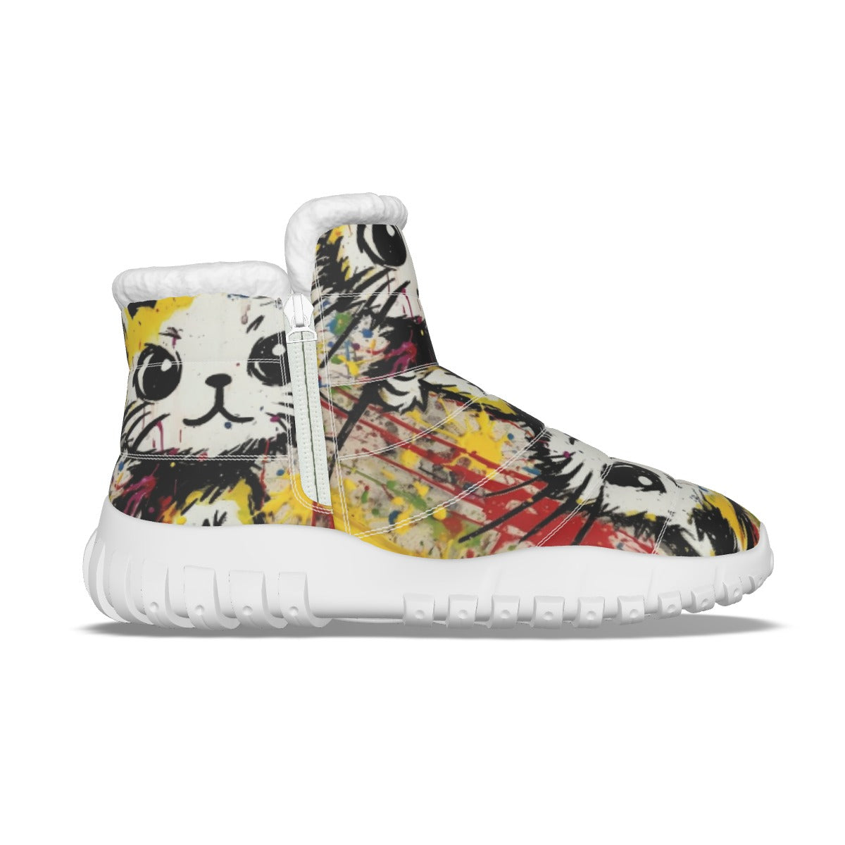 LCM23 Colorful Kitty All-Over Print Women's Zip-up Snow Boots