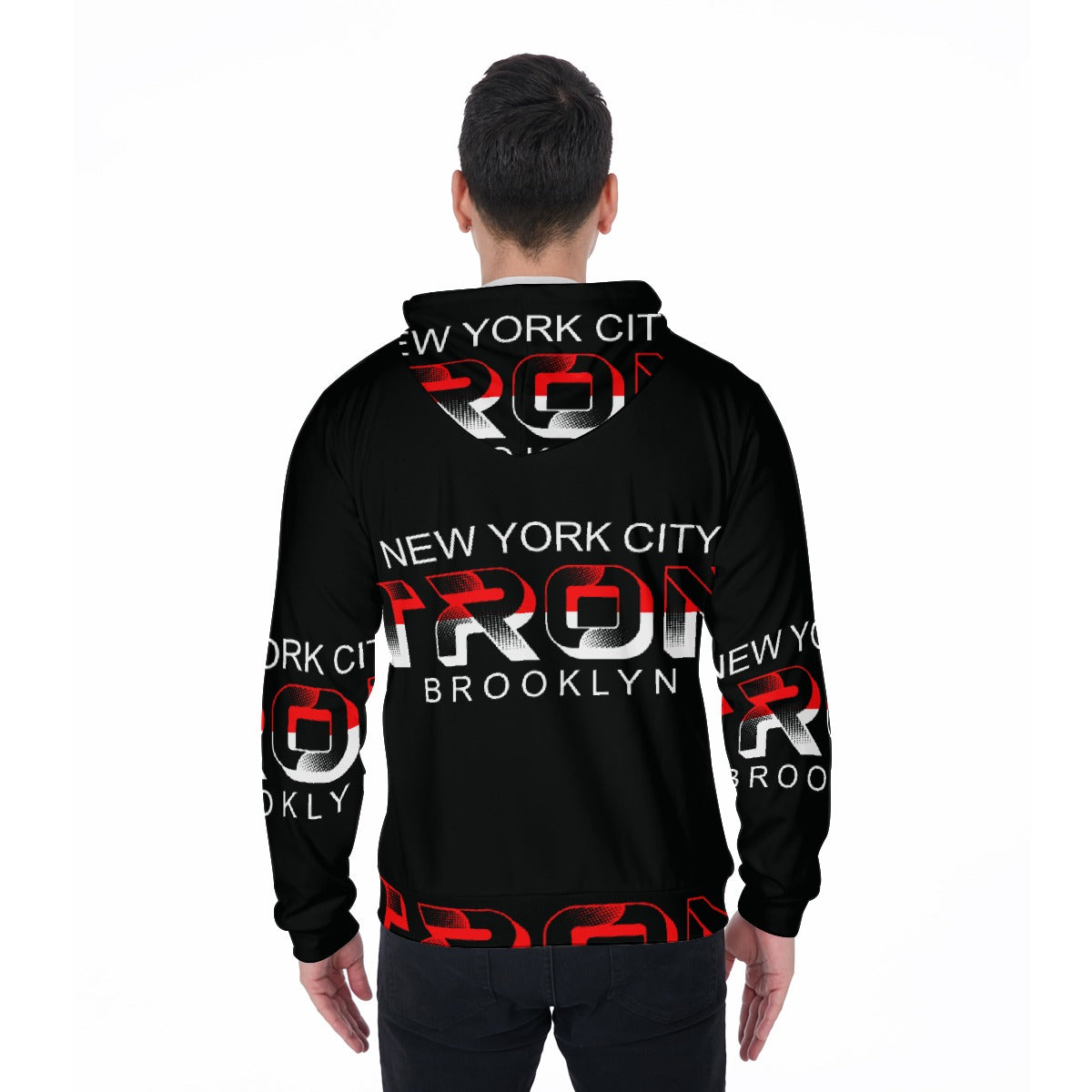 LCM23 Tron Brooklyn NY All-Over Print Zip Up Hoodie With Pocket