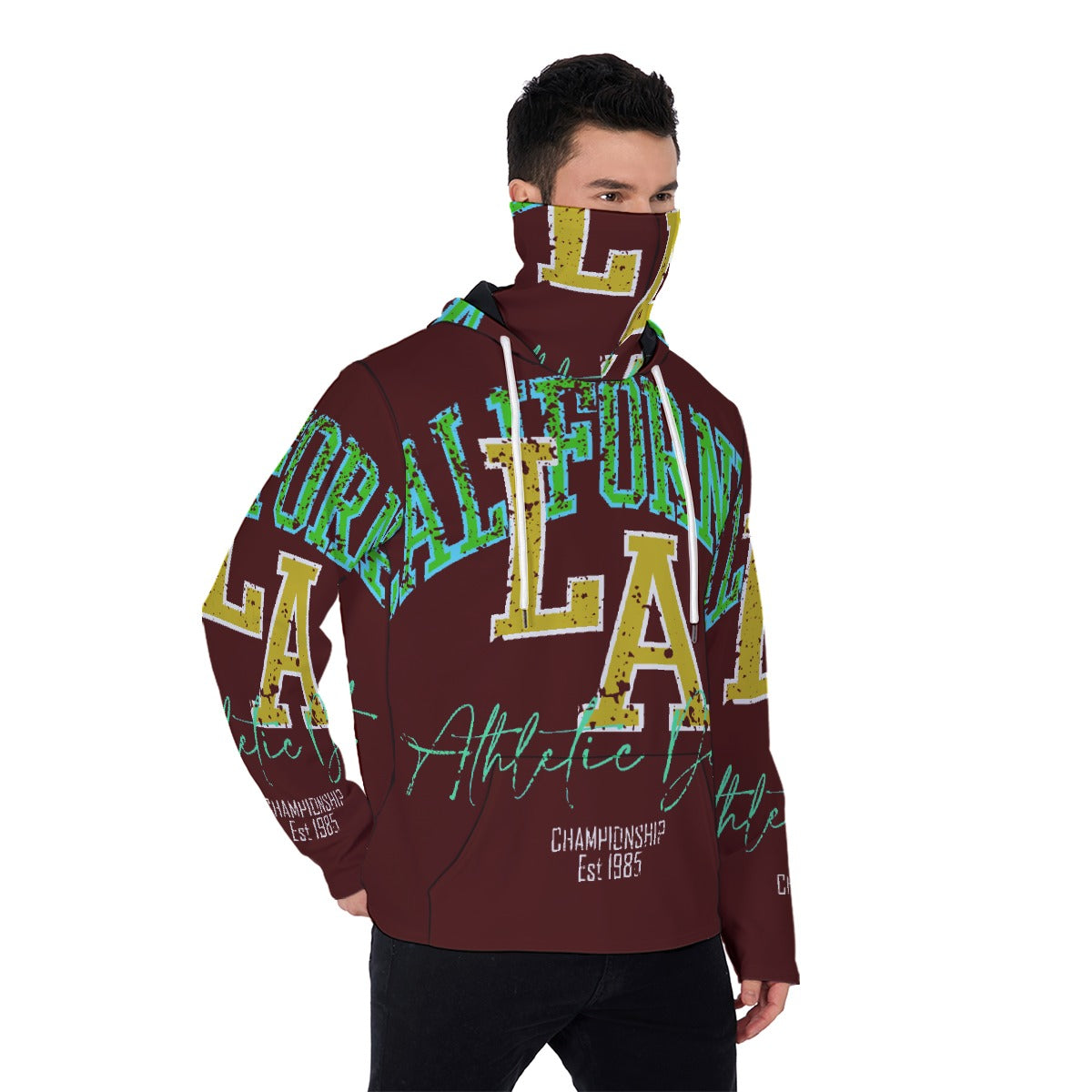 LCM23 Cali LA All-Over Print Men's Pullover Hoodie With Mask