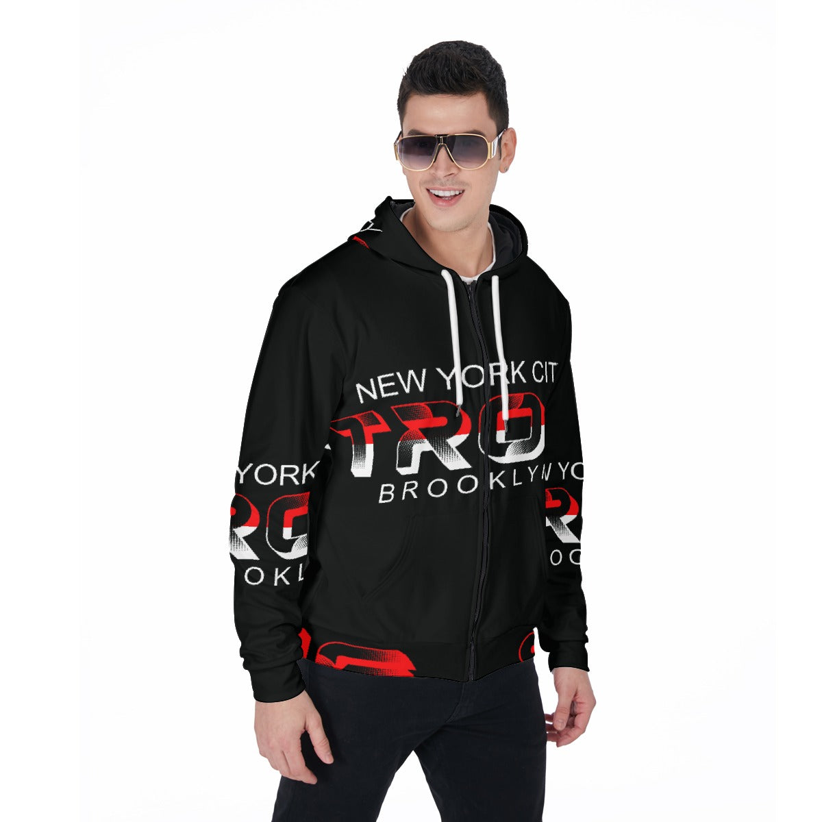 LCM23 Tron Brooklyn NY All-Over Print Zip Up Hoodie With Pocket