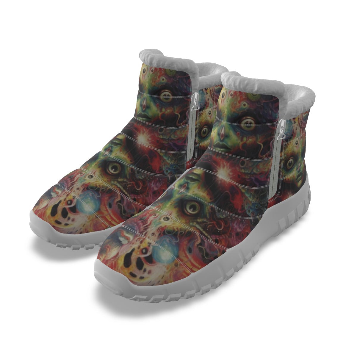 LCM23 Creepy Creepy All-Over Print Women's Zip-up Snow Boots