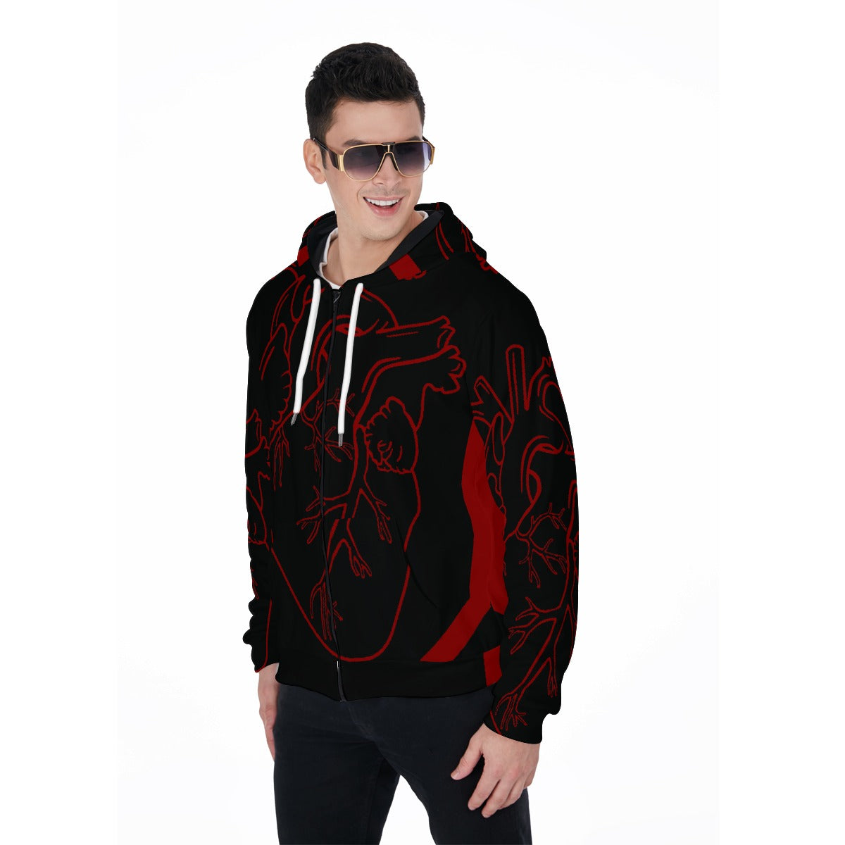 LCM23 Hearbeat All-Over Print Zip Up Hoodie With Pocket