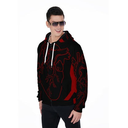 LCM23 Hearbeat All-Over Print Zip Up Hoodie With Pocket