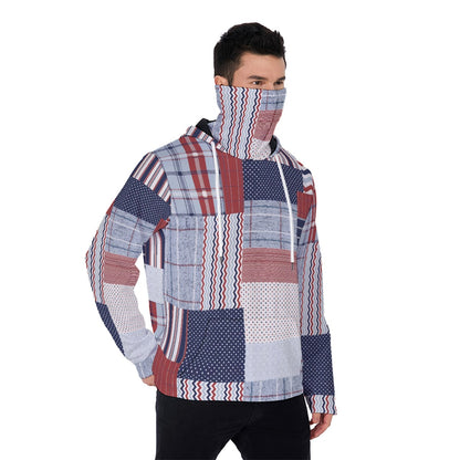 LCM23 American Plaid All-Over Print Men's Pullover Hoodie With Mask