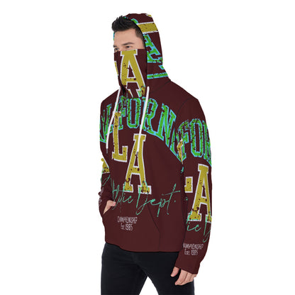 LCM23 Cali LA All-Over Print Men's Pullover Hoodie With Mask