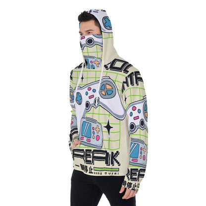 LCM23 Game Over All-Over Print Men's Pullover Hoodie With Mask