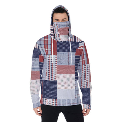 LCM23 American Plaid All-Over Print Men's Pullover Hoodie With Mask