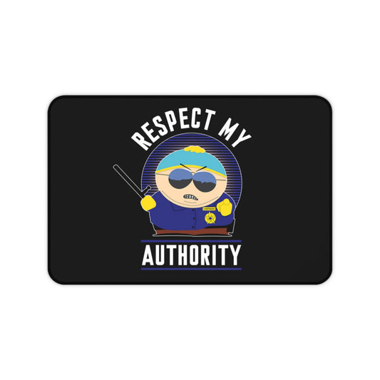Humorous Desk Mat with 'Respect My Authority' Design, Fun Office Decor, Gamer Gift, Desk Accessories, Motivational Quote Mat